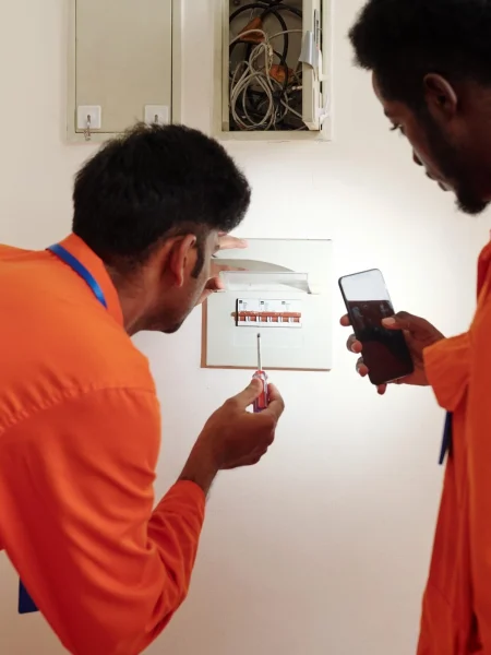 electricians checking Fuse Box